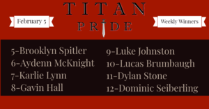 Titan Pride Winners - February 5, 2021