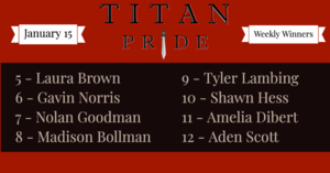 Titan Pride Winners - January 15, 2021