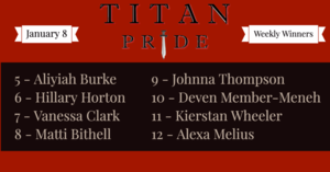 Titan Pride Winners - January 8, 2021