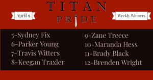 Titan Pride Winners - April 9, 2021