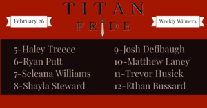 Titan Pride Winners - February 26, 2021