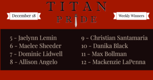Titan Pride Winners - December 18, 2020