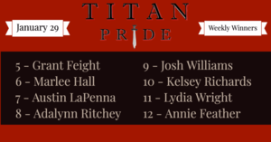 Titan Pride Winners - January 29, 2021